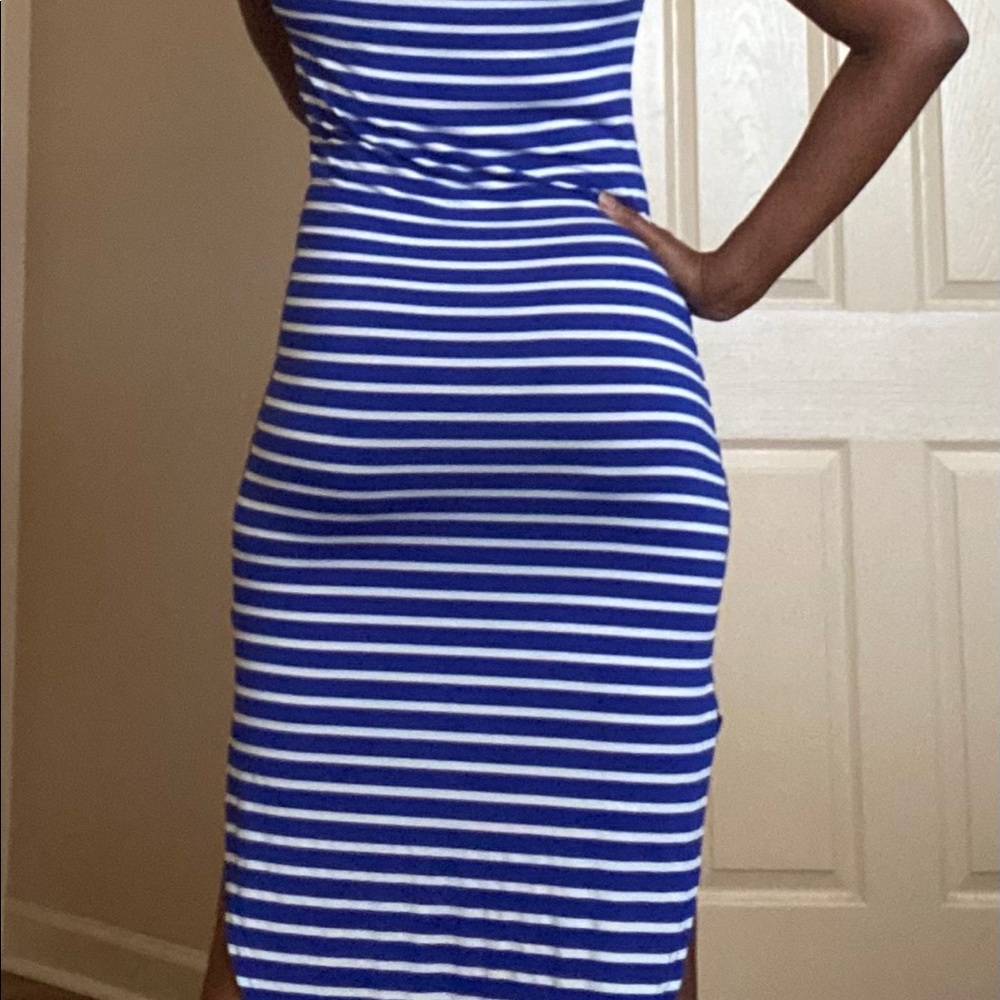Cotton tee dress blue and white size small